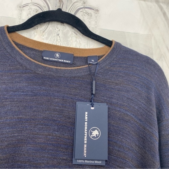 Hart Schaffner Marx Size XL Blue Wool Crew Neck Pullover Sweater Long Sleeve NEW - Picture 2 of 10